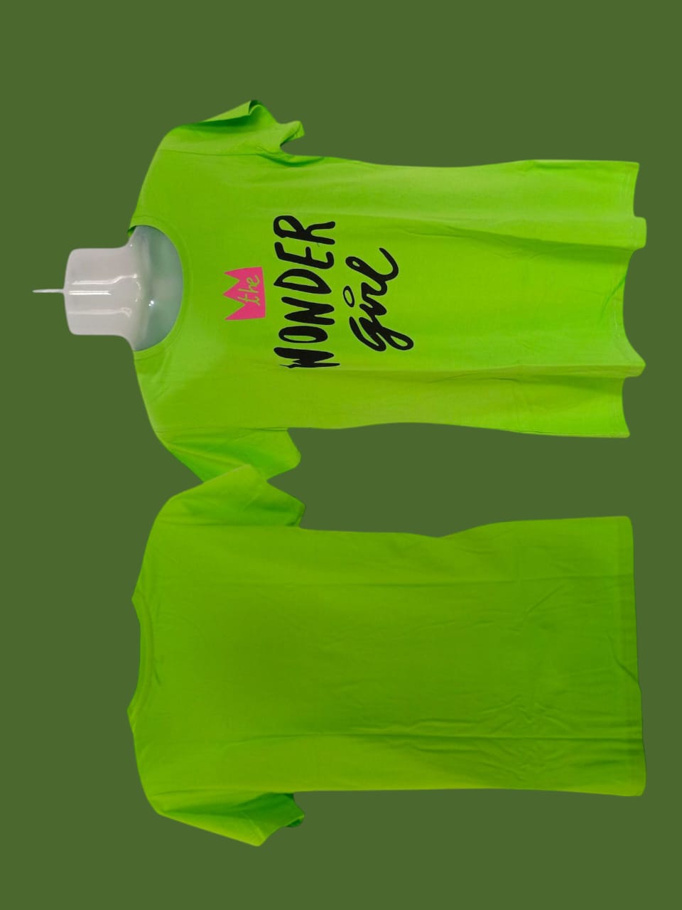 (XXL) Women's Neon Green "The Wonder Girl" Printed T-Shirt thumbnail