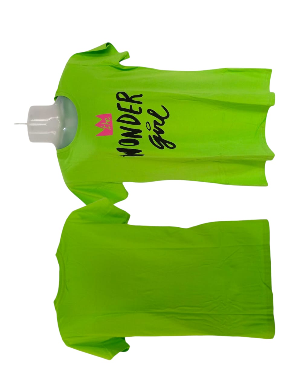(XXL) Women's Neon Green "The Wonder Girl" Printed T-Shirt thumbnail