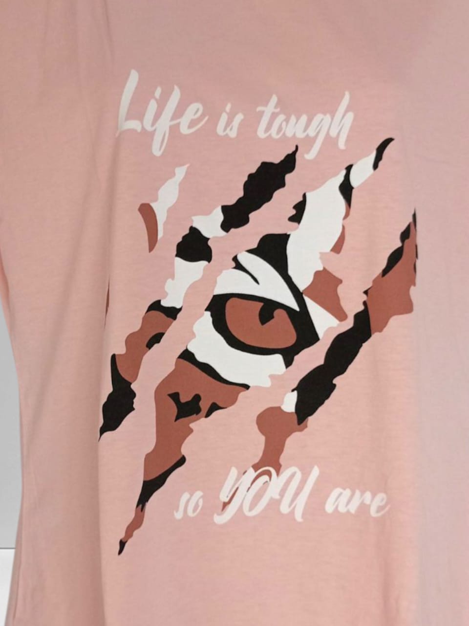 Women's Light Pink "Life is Tough, So You Are" Motivational Printed Cotton T-Shirt thumbnail