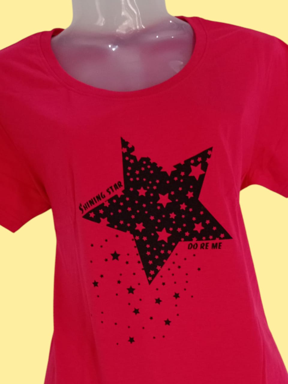 Women's Dark Pink "Shining Star – Do Re Me" Printed Cotton T-Shirt thumbnail