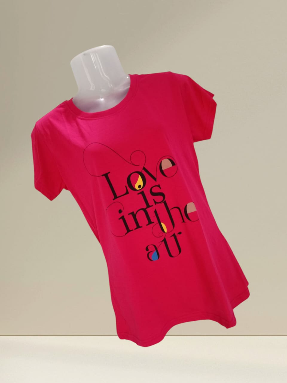 Women's Pink "Love is in the Air" Printed Cotton T-Shirt thumbnail