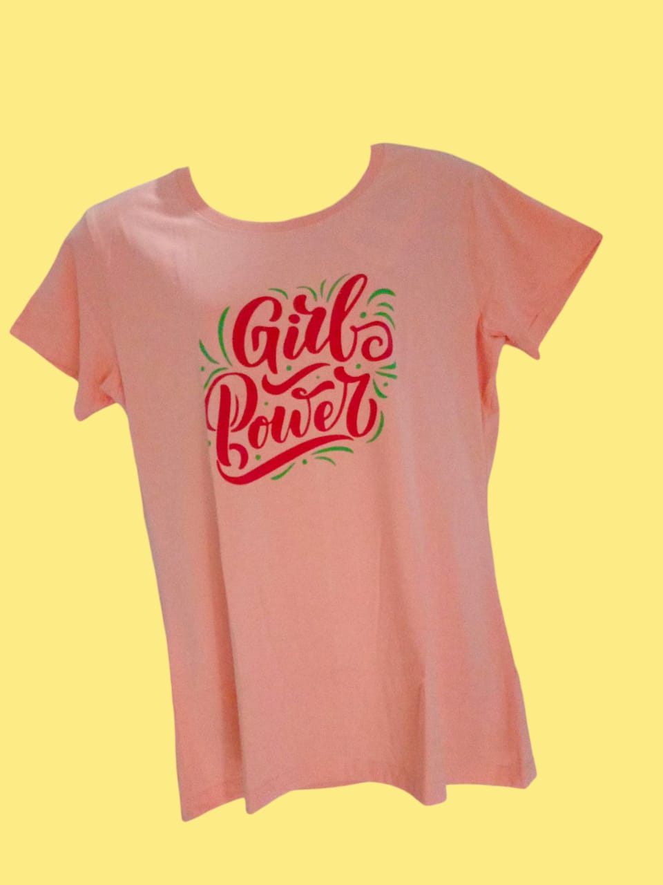 Women's Light Pink Cotton T-Shirt with "Girl Power" Typography Print thumbnail