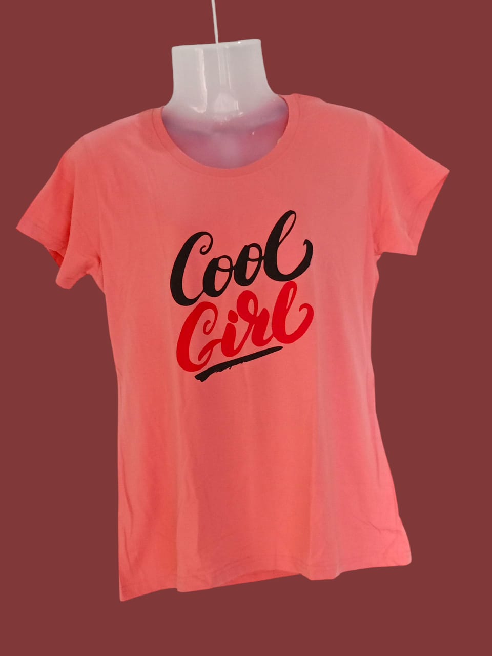 Women's Peach Cotton T-Shirt – “Cool Girl” Bold Slogan Tee thumbnail