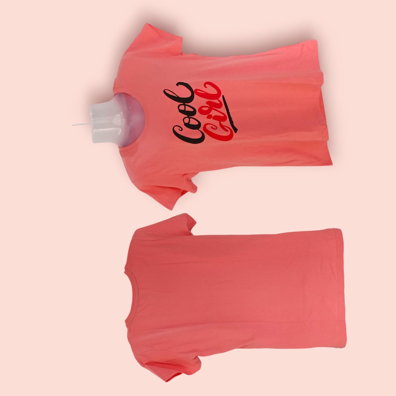 Women's Peach Cotton T-Shirt – “Cool Girl” Bold Slogan Tee thumbnail